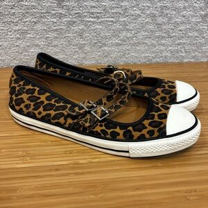 CONVERSE Women's Chuck Taylor All Star Dainty Mary Jane Leopard Print Sz 7